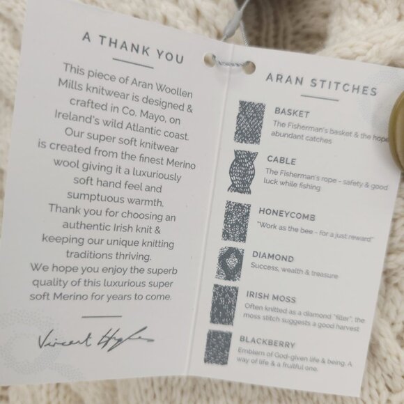 NWT ARAN Super Soft Merino Wool 3-Button Cardigan Asymmetrical Cable Knit XL - Picture 6 of 14